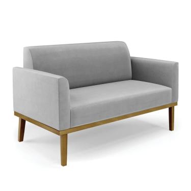 Imagem de Sofá Namoradeira Base De Madeira Fixa Castanho Marisa Suede D03 - D?rossi Cor Cinza