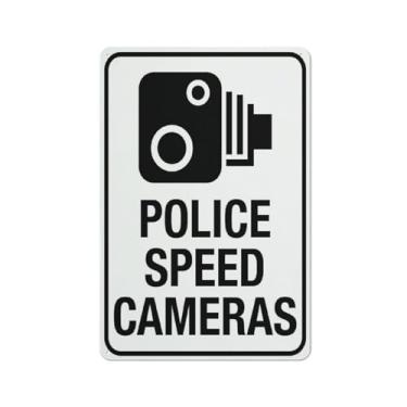 Imagem de Compladeta Sinalização de câmera de velocidade policial ao ar livre, impressão UV de alumínio 30 x 20 cm, à prova de intempéries e sinais de segurança para casa ou negócios