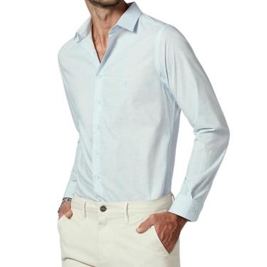 Imagem de Camisa Masculina Dudalina ML Milano Mini Print Azul - 5302-Masculino