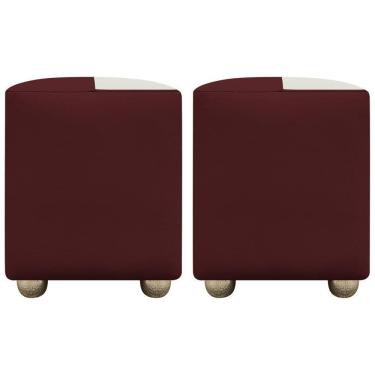Imagem de Kit 2 Puffs Decorativos Quadrado Urban - Bordo-Bege Corino
