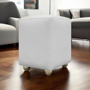 Imagem de Puff Decorativo Quadrado Penteadeira Urban - Branco-Bege Corino