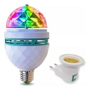 Imagem de Lâmpada Led Rgb Globo Colorida Giratória Festa Balada