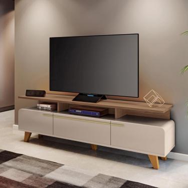 Imagem de Rack Bancada Essenza Para Tv Até 70 Polegadas Off White/castanho