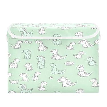 Imagem de SEHANY Cestas de armazenamento engraçadas de dinossauro com tampas, organizador de caixa de armazenamento dobrável, caixas de armazenamento de armário de tecido para roupas cobertor de escritório