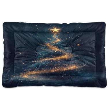 Imagem de Blueangle Cama para cães com árvore de Natal mágica ultra macia para cães pequenos, cama retangular confortável para animais de estimação, 61 x 45 cm (131)