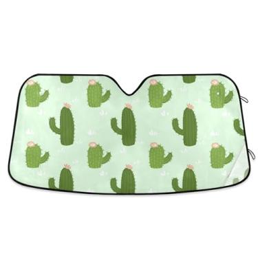 Imagem de SEHANY Pára-brisa de carro cacto planta verde para-sol dobrável janela frontal protetor de viseira solar para carro, SUV, caminhão - Mantenha o veículo fresco, 137 x 81,5 polegadas
