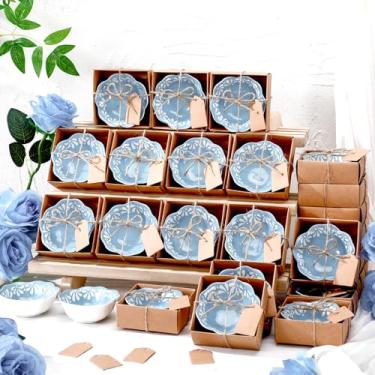 Imagem de SiliFine 24 conjuntos Cielito Lindo lembrancinhas de festa de chá de bebê pequena tigela de cerâmica presentes a granel 3,3 polegadas Platos De Barro Mexicanos Mini Prato de molho com caixa de cartão