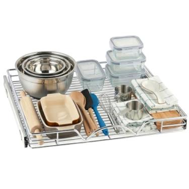 Imagem de Organizador de armário de gaveta Hold N' Storage, resistente - limitada de 5 anos - 55 cm L x 53 cm P - requer pelo menos uma abertura de armário de 69 cm, acabamento cromado