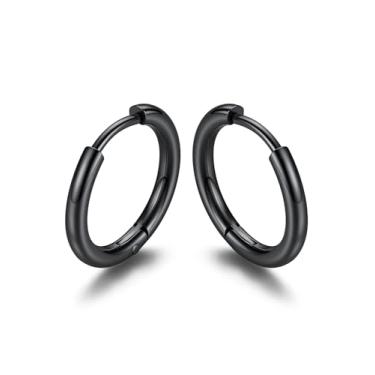 Imagem de KeyStyle Brincos pequenos de argola para mulheres, brincos minúsculos de aço inoxidável hipoalergênicos, dourado/prata/preto, cartilagem não manchada, brincos leves, 7/8/9/10/12/14/16 mm, 10mm, Aço