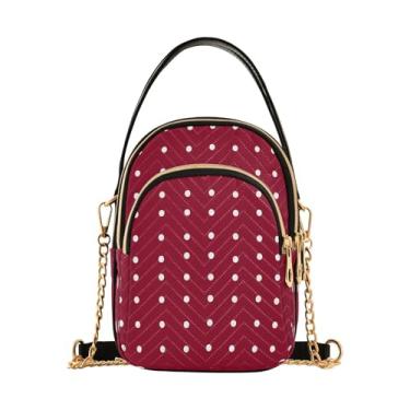 Imagem de CEBUGI Bolsa tiracolo feminina clutch bolsa de telefone branca de bolinhas elegante bolsa de ombro com alça de corrente removível