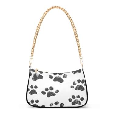 Imagem de CEBUGI Bolsas transversais femininas bolsa de ombro com estampa de pata bolsa clutch elegante com alça de corrente