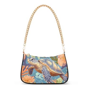 Imagem de CEBUGI Bolsas transversais femininas bolsa de ombro para tartaruga marinha elegante bolsa clutch com alça de corrente