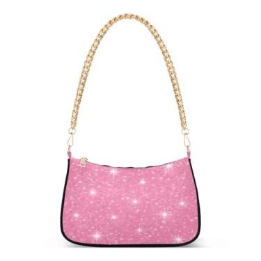 Imagem de CEBUGI Bolsa tiracolo feminina bolsa de ombro com textura de glitter bolsa clutch elegante com alça de corrente