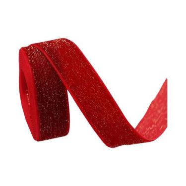 Imagem de Fita De Natal Vermelha De Veludo 5 Jardas Para Embalagem De Presentes,