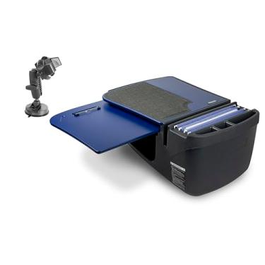 Imagem de AutoExec Mesa de carro GripMaster para sua estação de trabalho de veículo e escritório móvel, azul com suporte para telefone de sucção