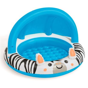 Imagem de Bestway Piscina para bebês sombreada | Safari Fun Inflável, Guarda-sol UV, piso inflável, design de zebra, a partir de 2 anos