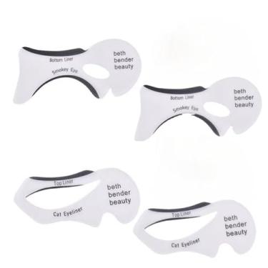 Imagem de 4 peças de estênceis de desenho de delineador reutilizáveis para delineador de olhos e olhos esfumaçados, pacote com 2 ou 4 salões diários de viagem, 4 peças