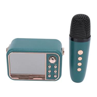 Imagem de Generic Máquina de karaokê Sem Fio, Relógio Digital, Alto-falante, Som retrô Claro, Portátil, Bateria de Longa Duração, Pequena Com Microfone para Viagens para Casa (Verde)