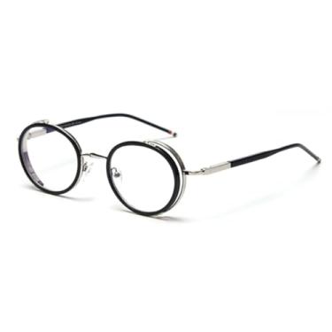 Imagem de JRLLFD Óculos de sol oval retrô masculino metal feminino armação redonda (c1)