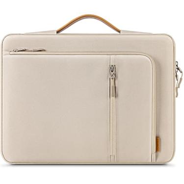 Imagem de DOMISO Capa protetora para laptop de 16 polegadas MacBook Pro 16 polegadas com alça Max 2024 compatível com Macbook Pro 16, HP Dell ASUS, bege