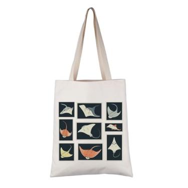 Imagem de VAMSII Manta Ray Lover Gift Manta Ray Design Tote Bag Love Stingray Bolsa de mão para amantes de tubarões presente, Design Manta Ray T