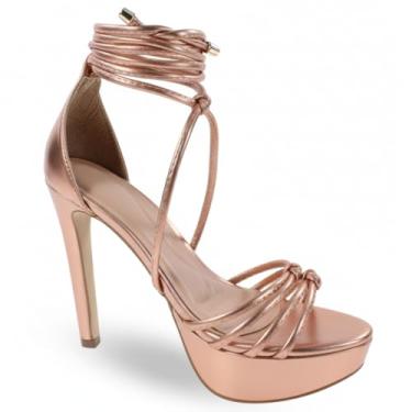 Imagem de Sandália Modarpe Salto Alto Meia Pata Feminina M51 (Rose Gold, BR, Adulto, Numérico, 35)