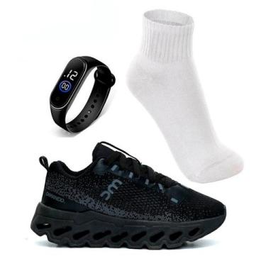 Imagem de Tênis Masculino Caminhada Esportivo Alta performance + Relógio Digital