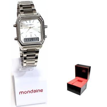 Imagem de Relógio Mondaine Feminino Anadigi Quadrado Prateado 32216L0MVNE3