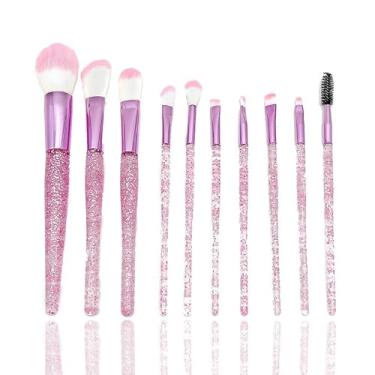 Imagem de 10 pincéis de maquiagem com glitter de cristal premium de fibra sintética para base, corretivo, blush e sombra