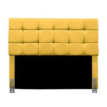 Imagem de Cabeceira Cama De Queen 160 Cm Estofada Alana Em Suede Com Frame Amarelo