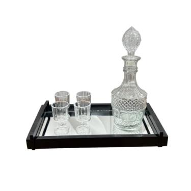 Imagem de Bandeja Decorativa Cantinho Do Café Espelhada Com Alça 40x23 (PRETA)