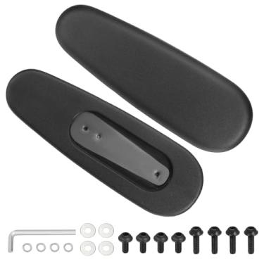 Imagem de PATIKIL 1 par de substituição de descanso de braço para cadeira de escritório, capa de couro para cadeira de escritório PU 10 cm orifício de montagem com parafusos para cadeiras de jogos, apoio de
