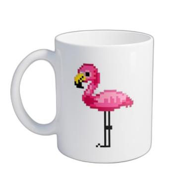 Imagem de Caneca Xícara de Café Porcelana 300ml Com Desenho Flamingo Rosa