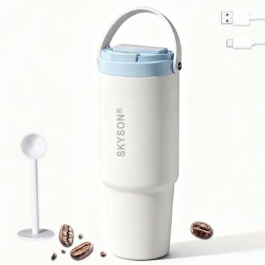 Imagem de minkah Caneca de café grande isolada de aço inoxidável, mini máquina de café com filtro de extração rápida, 850 g reutilizável à prova de vazamento, garrafa de água gelada, xícara de café, caneca de