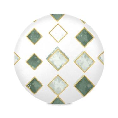 Imagem de Wassud Jogo americano em forma de diamante verde tapetes de mesa redondos para cozinha e jantar tapetes laváveis resistentes ao calor decoração de mesa 39 cm