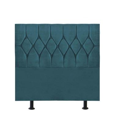 Imagem de Cabeceira Estofada Cama Box Solteiro 90cm Istambul Suede Azul Turquesa- Mabe Magazine