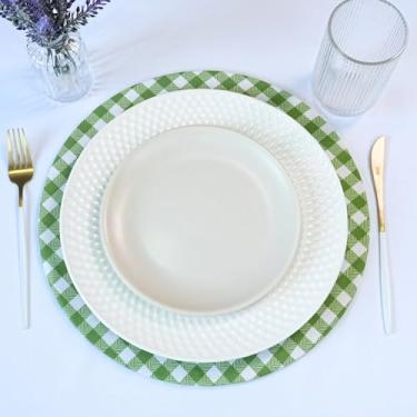 Imagem de Sousplat Allegra Estampado – Kit com 2 Peças, Capa 100% Poliéster com Base em MDF, Ø 35cm (Xadrez)