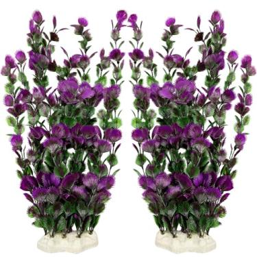 Imagem de Tfwadmx Plantas de aquário grandes, 2 peças, algas marinhas artificiais para decoração de aquário de peixes, planta de plástico para camarão betta, cerca de 38 cm