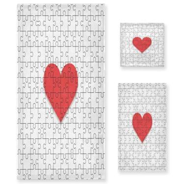 Imagem de Wassud Puzzles Hearts Conjunto de 3 toalhas de banho para dia dos namorados, toalhas super macias e absorventes para banheiro, toalhas de banho de secagem rápida, toalha de banho para academia, spa