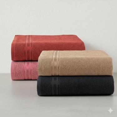 Imagem de Kit Toalha de Banho 4 Pçs 100% Algodão 125cm x 65cm Gramatura 260g/m² - Hipoalergênica com Alta Absorção - Cores Variadas