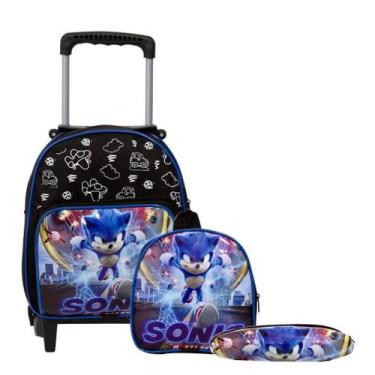 Imagem de Mochila Infantil Masculina Rodinhas Sonic Lancheira Creche - Toys 2U