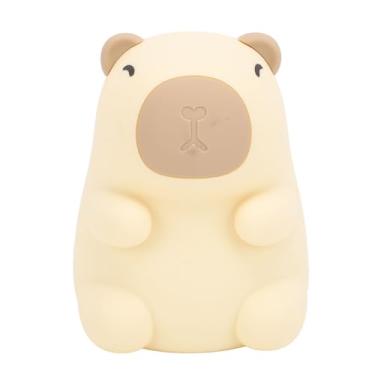 Imagem de YWBL-WH Luz Noturna Capivara, Lâmpada de Toque RGB de Silicone para Crianças Com Bateria Recarregável de 1200mAh, Luz Quente de 3 Níveis e Lâmpada de Berçário que Muda de Cor para Amamentação,