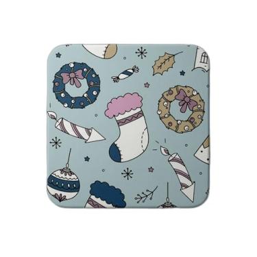 Imagem de Ladrilho Decorativo de Cerâmica Padrão Natal Azul Estampa Doodle