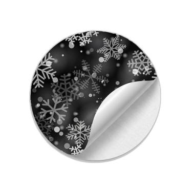 Imagem de Ladrilho Decorativo de Cerâmica Natalino Estampa Flocos de Neve Cinza e Preto