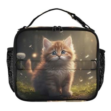 Imagem de Joisal Lancheira fofa marrom gatinho para mulheres, meninas, lancheira masculina e infantil, lancheira para trabalho, bolsa térmica para meninos