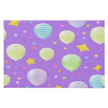 Imagem de Wassud Tapete de porta com balões listrados pastel, 61 x 89 cm, antiderrapante, lavável, com suporte de borracha, tapete macio e fofo para sala de estar, quarto, entrada, entrada