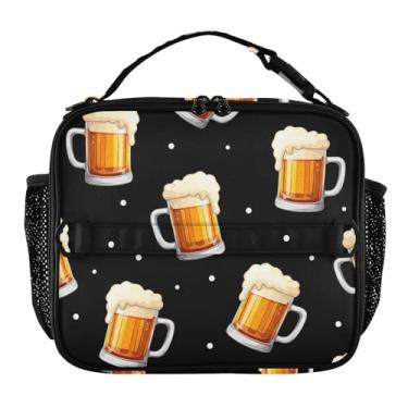 Imagem de Joisal Canecas de cerveja cheerful lancheira preta para mulheres, lancheira personalizada para meninas, crianças, homens, lancheira para trabalho, bolsa térmica divertida e fofa para meninos
