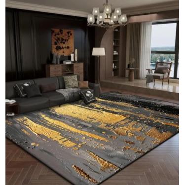 Imagem de Tapetes de luxo abstratos para sala de estar, decoração dourada, tapetes grandes para sala de estar, tapetes tatames macios para cabeceira de quarto (3,2 x 6,5 pés (100 x 200 cm)/WL0002-Flanela-4
