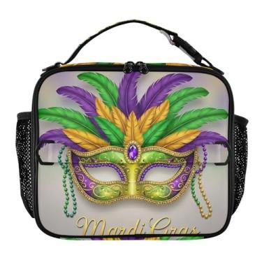 Imagem de Joisal Máscara de Mardi Gras Lancheira de Penas Coloridas para Mulheres Meninas Lancheira Personalizada Infantil Masculina Lancheira para Trabalho Lancheira Térmica para Adultos