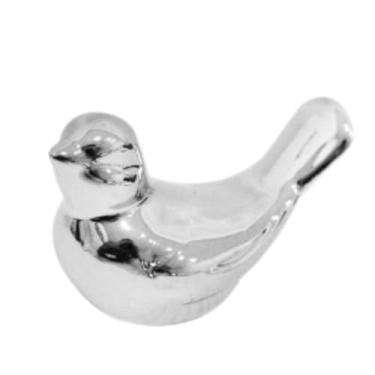 Imagem de Enfeite Casal de Passarinhos Decoração Porcelana Pequeno Dourado Rose Prata Objeto Decorativo Rack Sala(Prata,3 unidades)